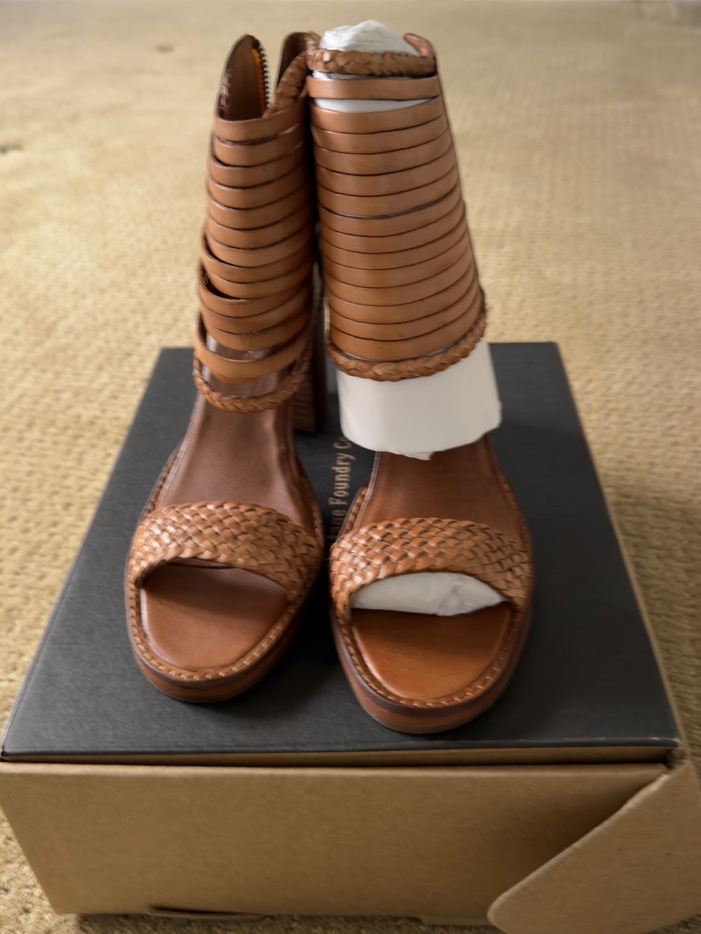 Fringed Tan Block Heel Sandal - Women - Picture 2 of 4